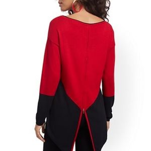 Red and Black Zip Back Sweater